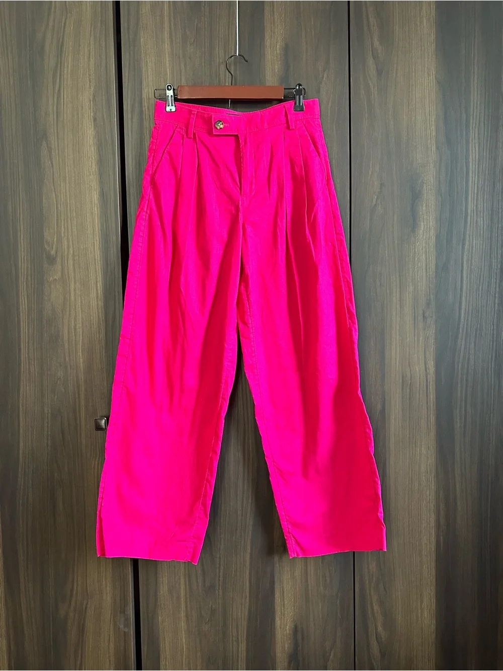NWOT Banana Republic Hot Pink Wide-Leg Linen pleated trousers